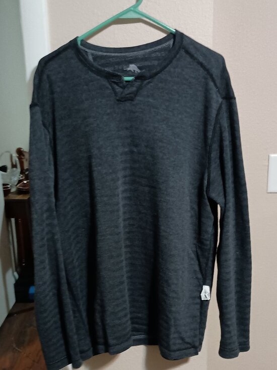 Tommy Bahama Reversible Men's Long Sleeve Knit Pullover Shirt Size Large Gray - Picture 9 of 11